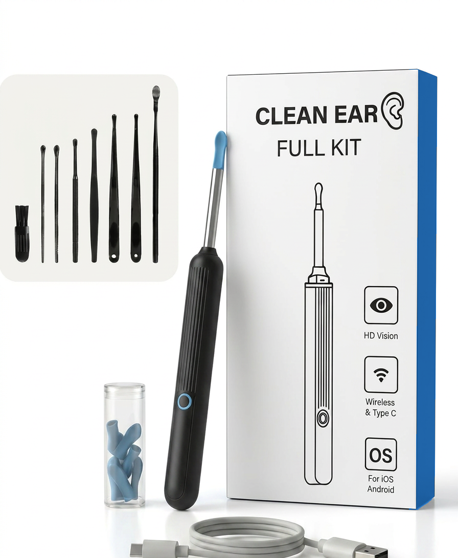Clean Ear - Kit complet boîte bleu et blanc